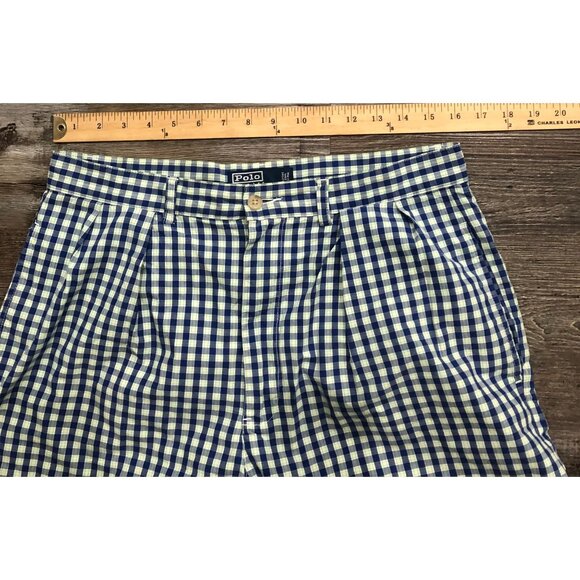 Polo Ralph Lauren Tyler Short Mens 33 Blue Checked Casual Chino Shorts - Picture 5 of 7